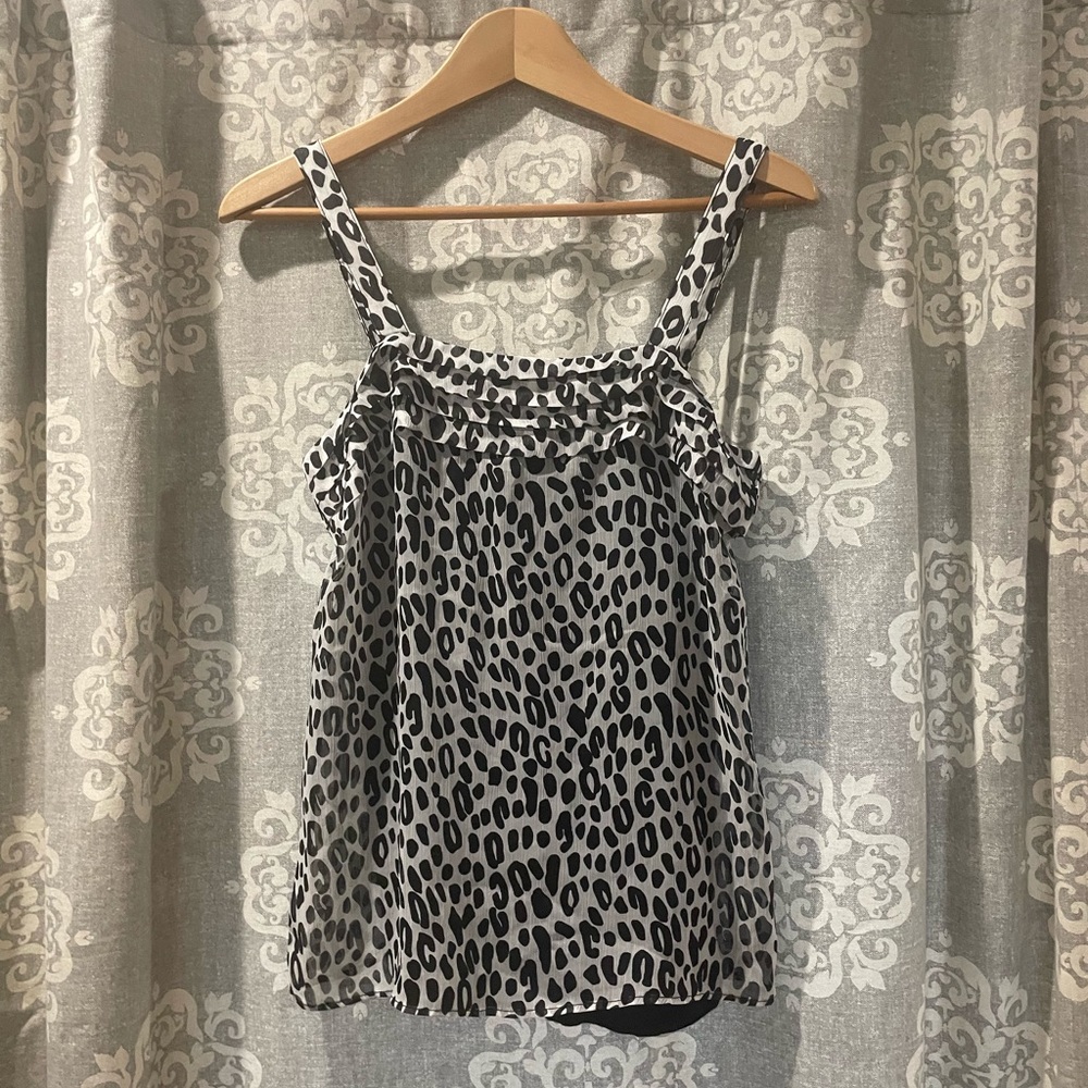 New York & Company Black and White Cheetah Print blouse top